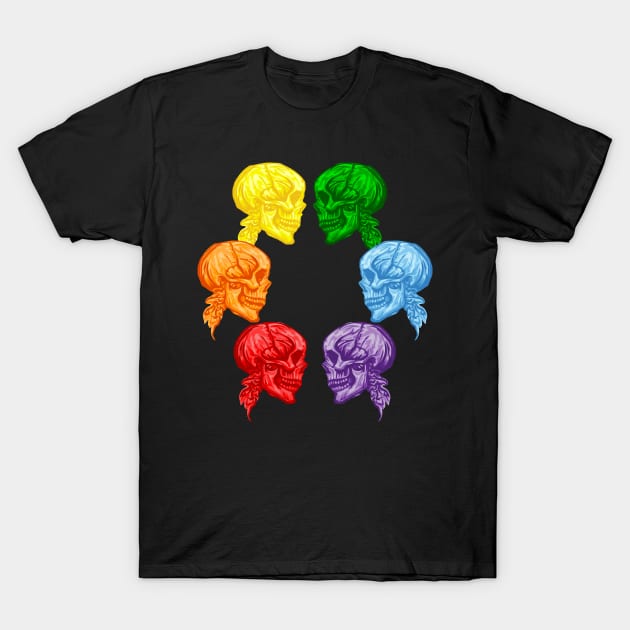 Artsy Rainbow Skulls in Love T-Shirt by Slightly Unhinged